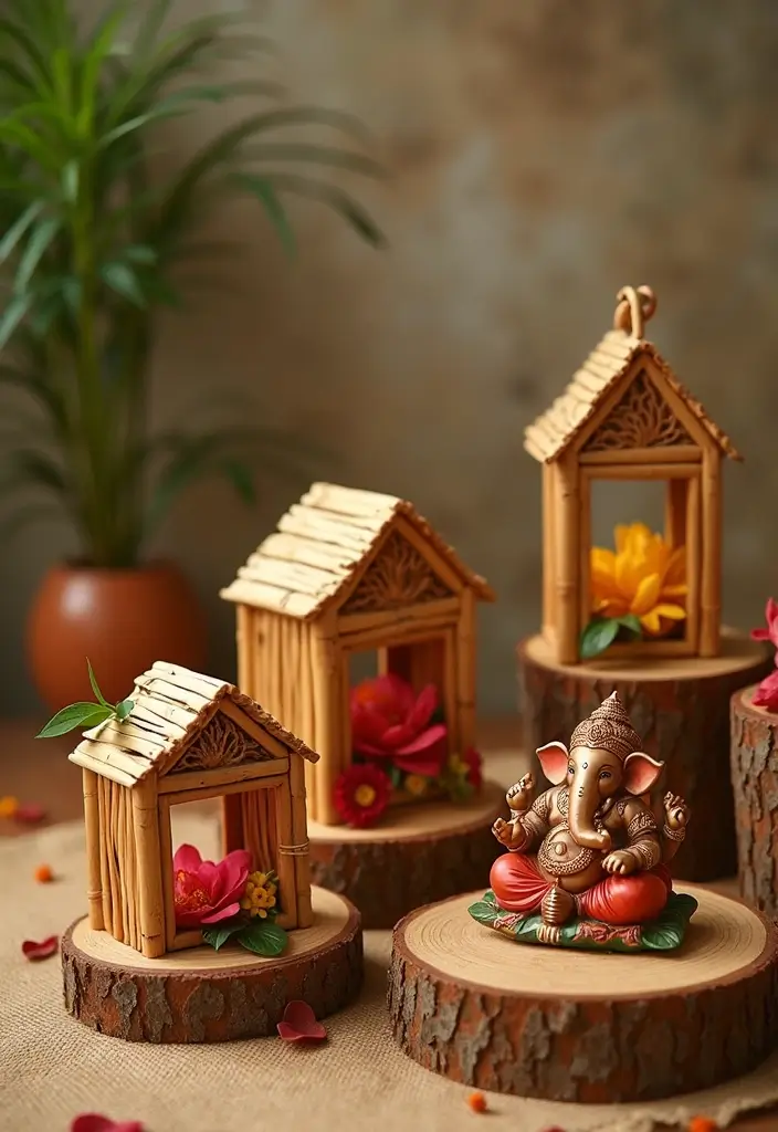 30 Ganesh Decoration Ideas for Eco-Friendly Home Decor DIY - 19. Handcrafted Bamboo Decor