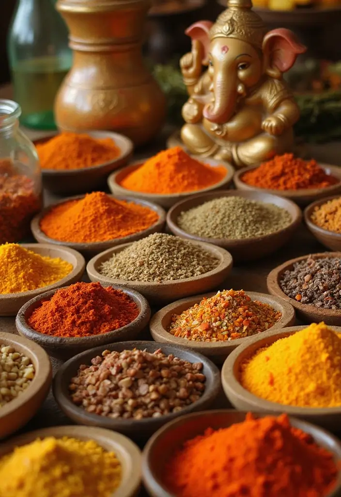 30 Ganesh Decoration Ideas for Eco-Friendly Home Decor DIY - 26. Natural Spices as Decor