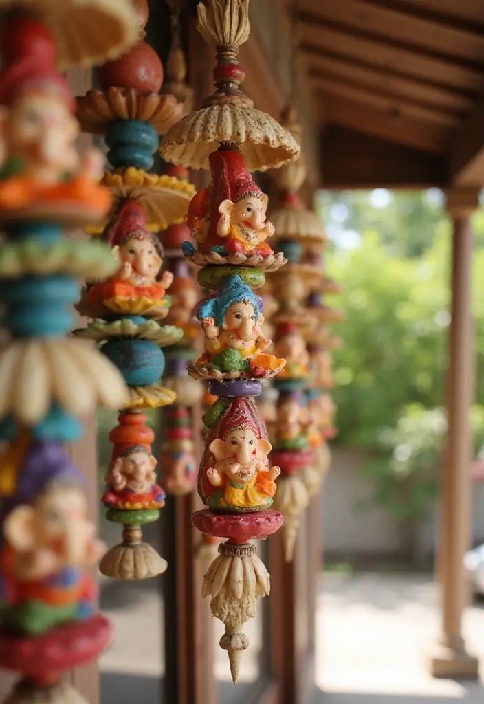 30 Ganesh Decoration Ideas for Eco-Friendly Home Decor DIY - 27. Eco-Friendly Colorful Chimes