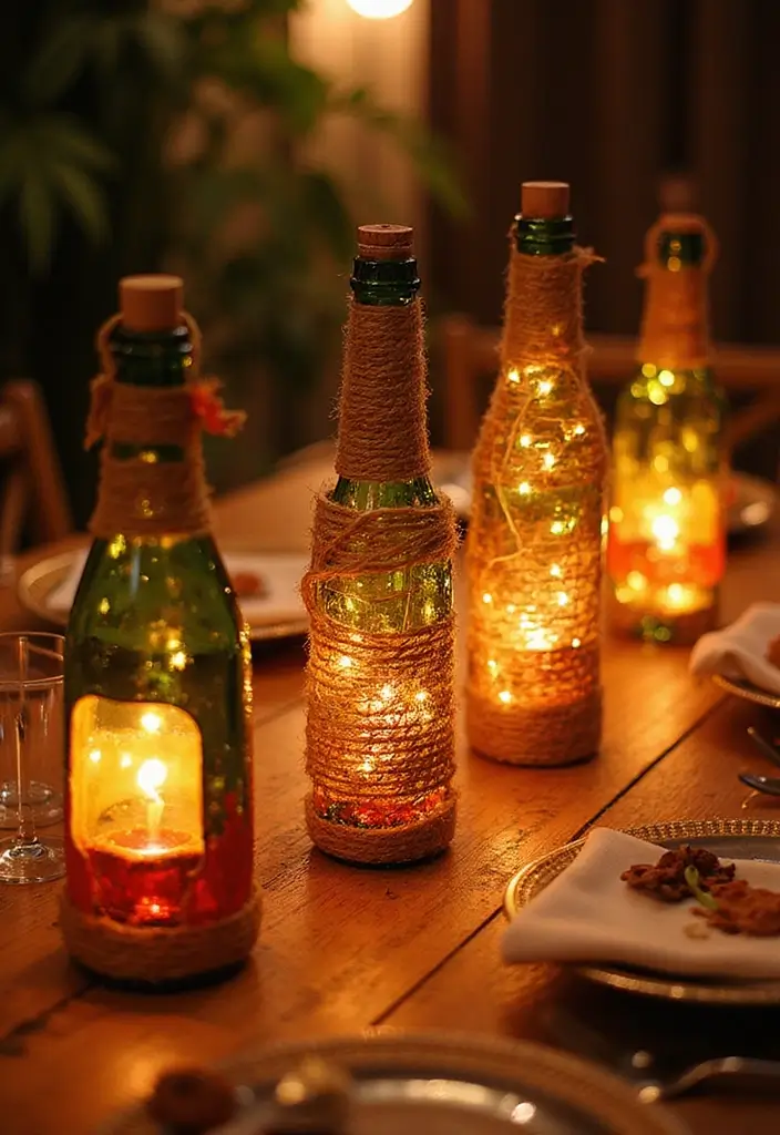 30 Ganesh Decoration Ideas for Eco-Friendly Home Decor DIY - 3. Upcycled Bottle Lanterns