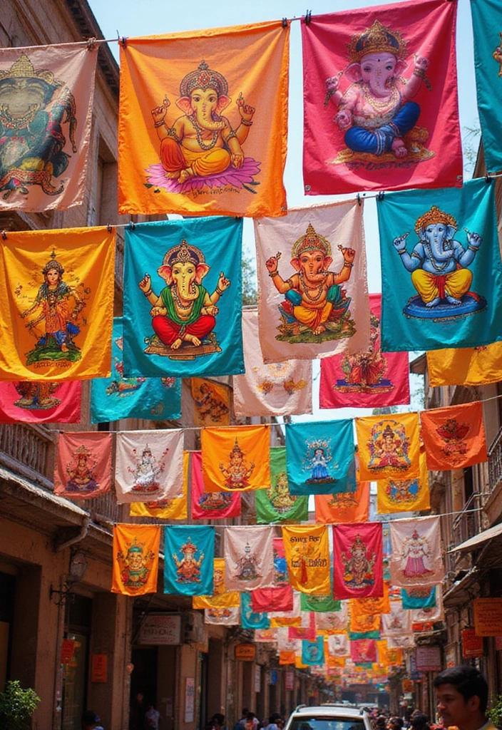 30 Ganesh Decoration Ideas for Eco-Friendly Home Decor DIY - 5. Reusable Fabric Banners