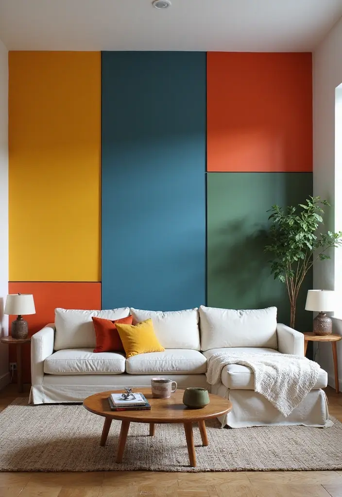 30 Home Decor Ideas for Modern Living Room Design - 11. Colorful Accent Walls