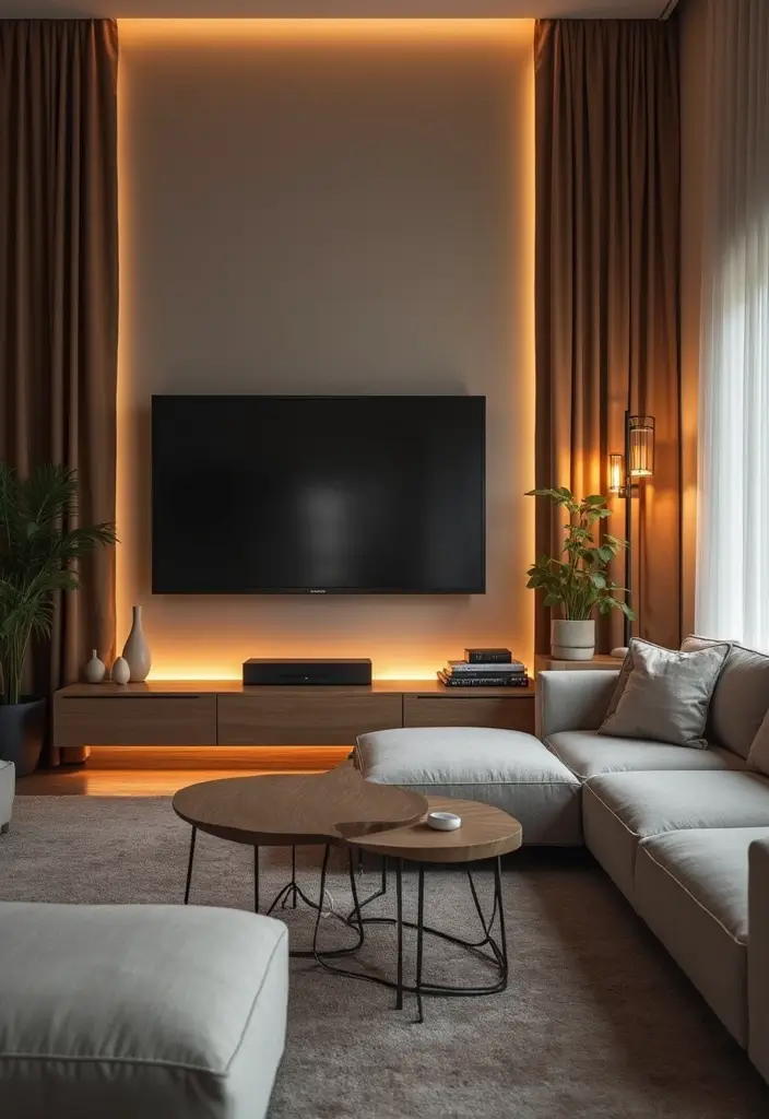 30 Home Decor Ideas for Modern Living Room Design - 21. Smart Home Technology