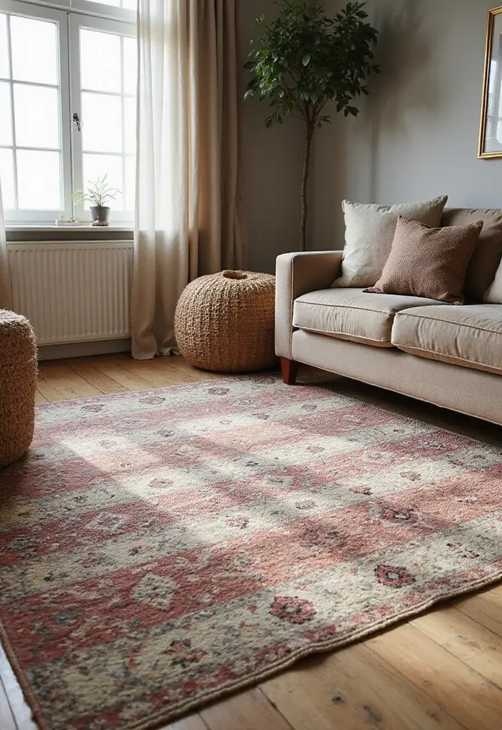 30 Winter Decor Ideas for the Home to Keep It Cozy and Bright - 11. Layered Rugs for Warmth