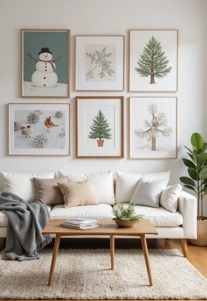 30 Winter Decor Ideas for the Home to Keep It Cozy and Bright - 14. Incorporating Handmade Art