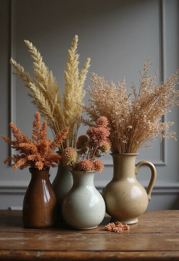 30 Winter Decor Ideas for the Home to Keep It Cozy and Bright - 4. Dried Flower Arrangements
