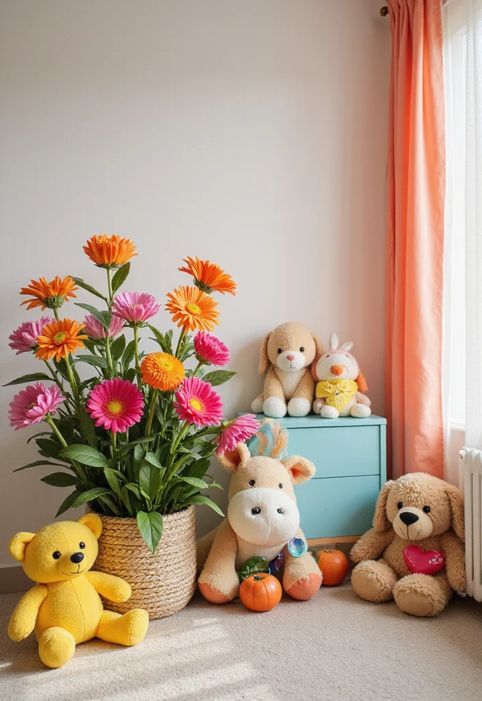 Artificial Flowers Decoration Home Decor: A Blooming Guide with 19 Lively Arrangement Inspirations - 13. Playful Kids' Room Decor