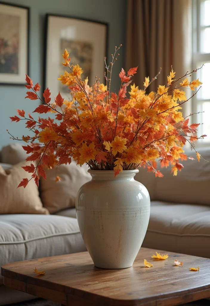 Artificial Flowers Decoration Home Decor: A Blooming Guide with 19 Lively Arrangement Inspirations - 3. Seasonal Living Room Display