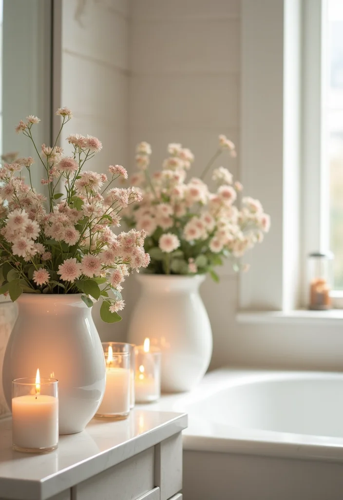 Artificial Flowers Decoration Home Decor: A Blooming Guide with 19 Lively Arrangement Inspirations - 7. Cozy Bathroom Accents
