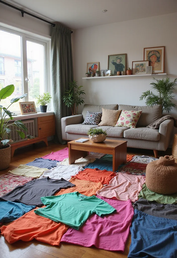 Cheap DIY Home Decor Easy Creative: A Simple Guide with 18 Clever Crafting Inspirations - 13. Upcycled T-Shirt Rugs