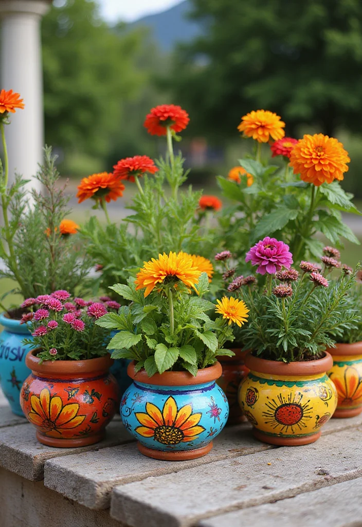 Crafts for Adults Home Decor: A Stylish Guide with 19 Sophisticated Handmade Inspirations - 11. Painted Terracotta Pots