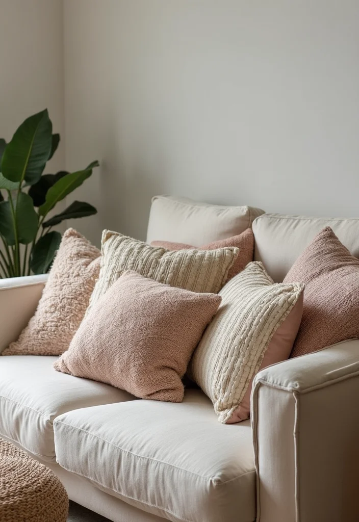 Cute Home Decor Ideas Living Room: A Cozy Guide with 17 Playful Styling Inspirations - 2. Cozy Textured Pillows