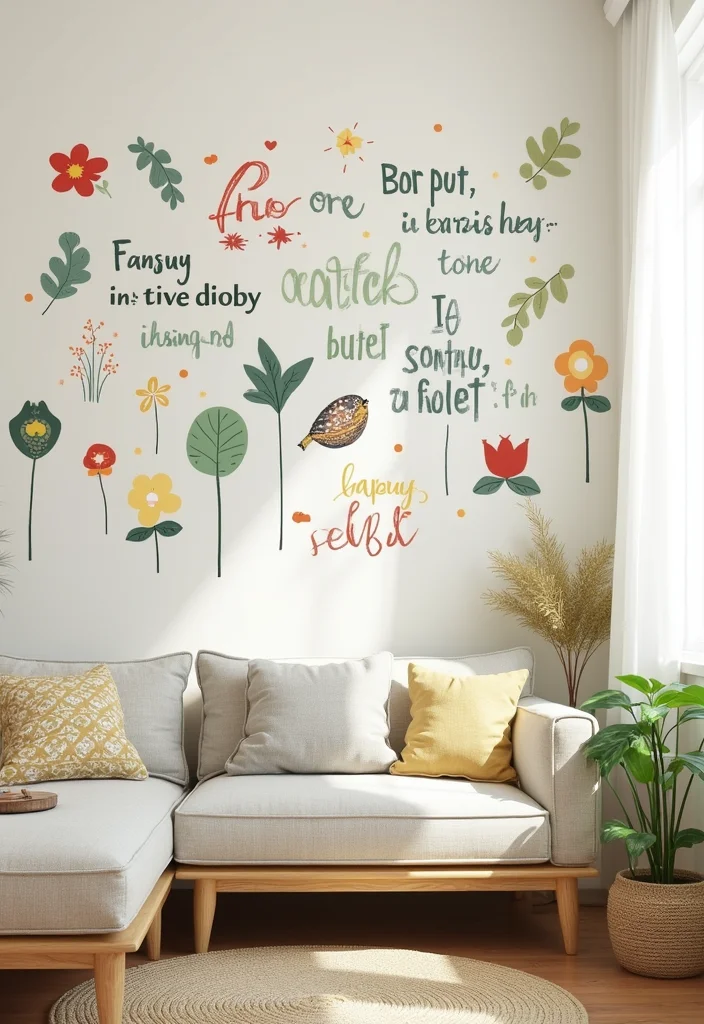 Cute Home Decor Ideas Living Room: A Cozy Guide with 17 Playful Styling Inspirations - 3. Whimsical Wall Decals
