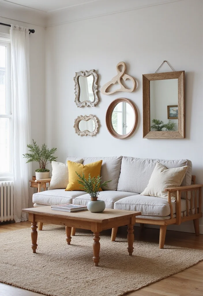 Cute Home Decor Ideas Living Room: A Cozy Guide with 17 Playful Styling Inspirations - 8. Playful Wall Mirrors