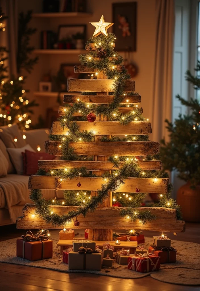 DIY Christmas Decorations for Home Decor: A Heartwarming Guide with 18 Festive Creative Inspirations - 6. Wooden Pallet Christmas Tree