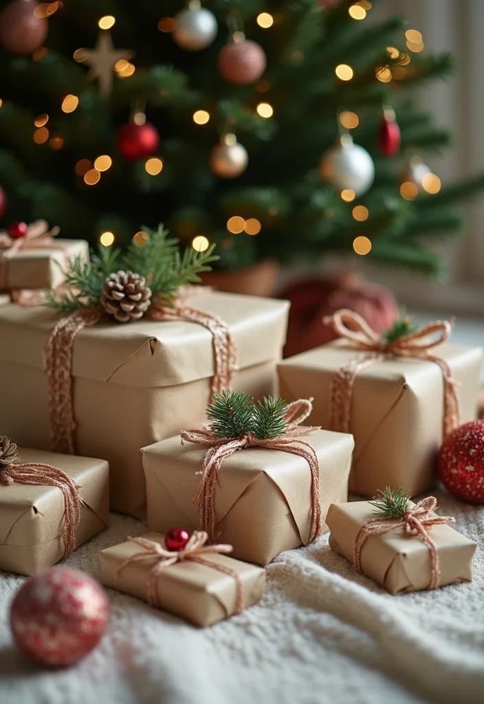 DIY Christmas Decorations for Home Decor: A Heartwarming Guide with 18 Festive Creative Inspirations - 8. Handmade Gift Wrap