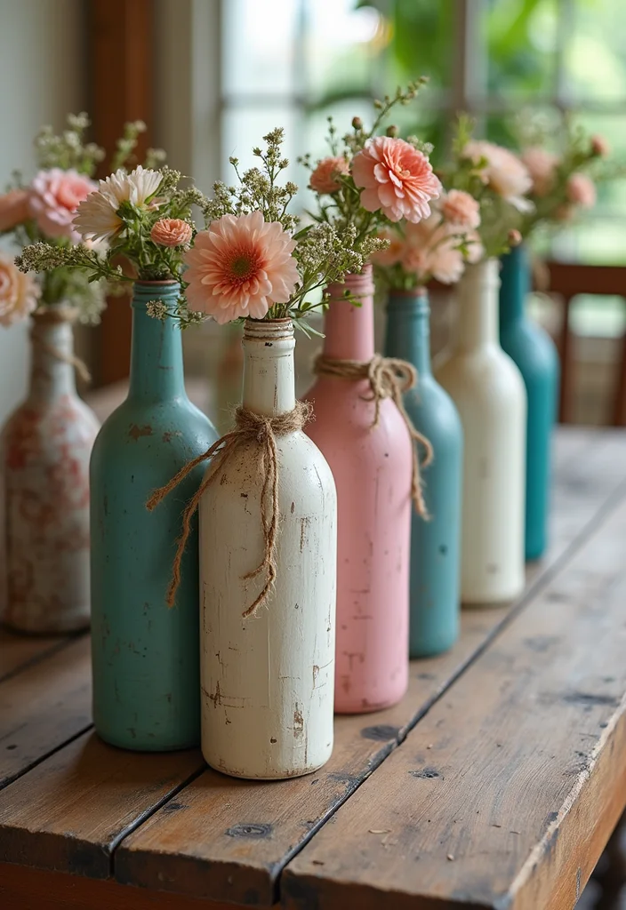 DIY Creative Crafts Home Decor: A Fun Guide with 17 Artistic Handmade Inspirations - 1. Upcycled Wine Bottle Vases