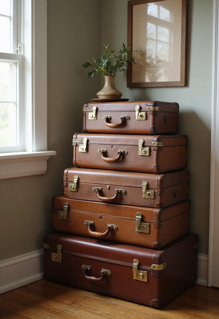DIY Creative Crafts Home Decor: A Fun Guide with 17 Artistic Handmade Inspirations - 15. Vintage Suitcase Storage