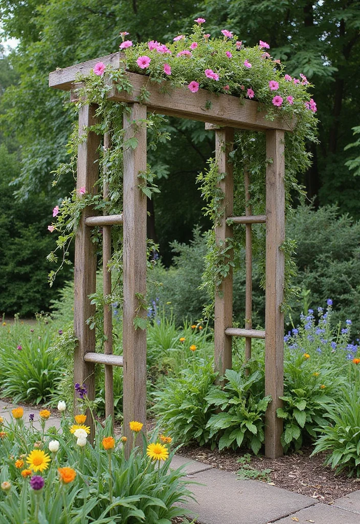 DIY Creative Crafts Home Decor: A Fun Guide with 17 Artistic Handmade Inspirations - 17. Upcycled Garden Trellis