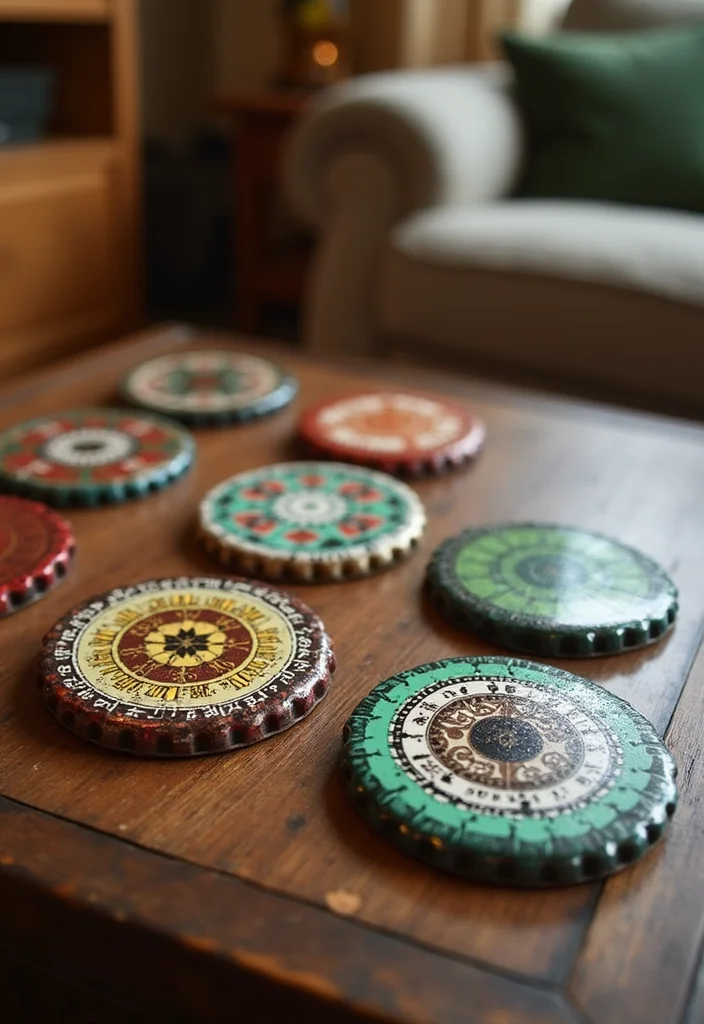 DIY Creative Crafts Home Decor: A Fun Guide with 17 Artistic Handmade Inspirations - 5. Bottle Cap Coasters