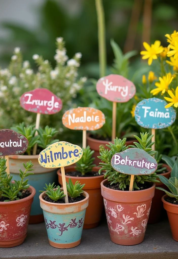 DIY Creative Crafts Home Decor: A Fun Guide with 17 Artistic Handmade Inspirations - 7. Clay Pot Garden Markers