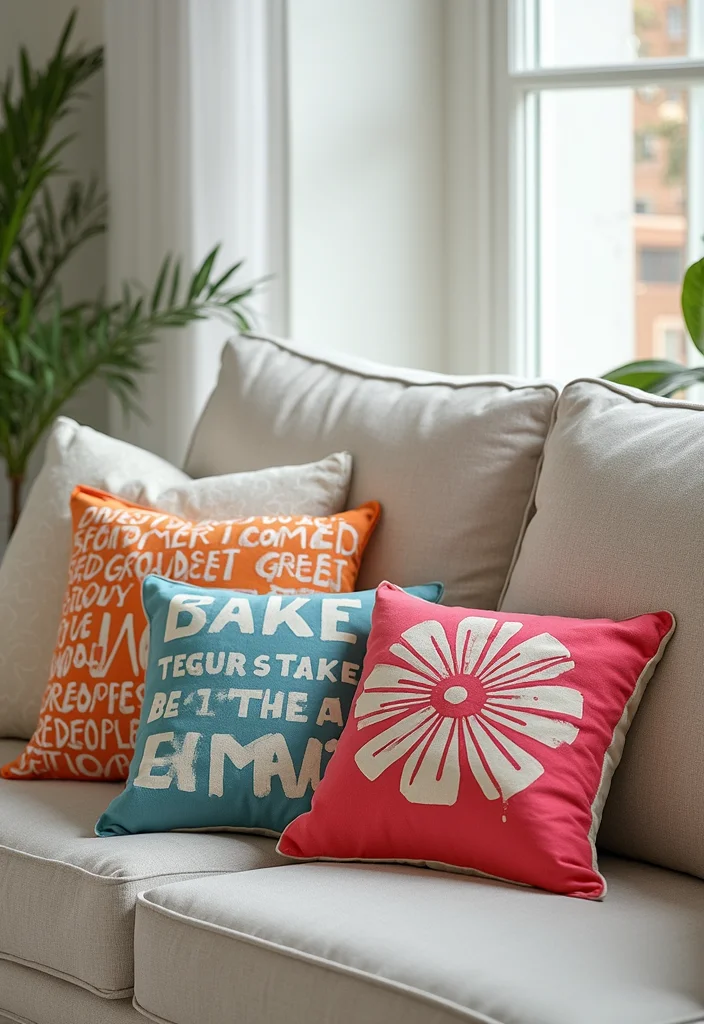 DIY Home Decor Dollar Store: A Crafty Guide with 17 Affordable Creative Inspirations - 12. Fun and Funky Stenciled Pillows