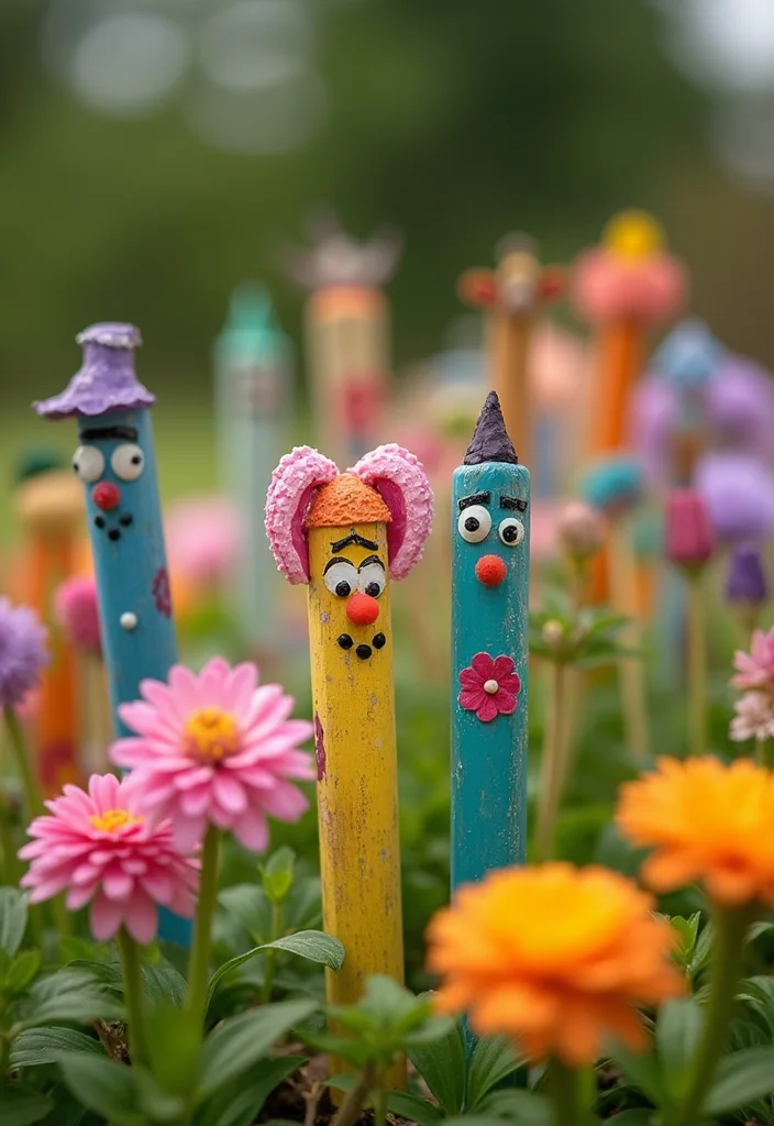 DIY Home Decor Dollar Store: A Crafty Guide with 17 Affordable Creative Inspirations - 16. Whimsical Garden Stakes