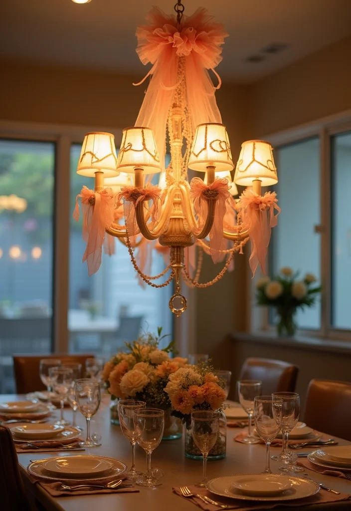 DIY Home Decor Dollar Store: A Crafty Guide with 17 Affordable Creative Inspirations - 8. Elegant Ribbon-Wrapped Chandelier