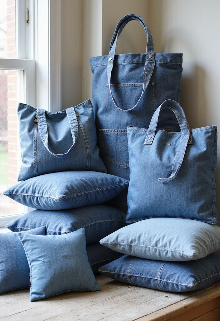 DIY Home Decor Easy Creative: A Simple Guide with 19 Beginner-Friendly Craft Inspirations - 19. Upcycled Denim Projects