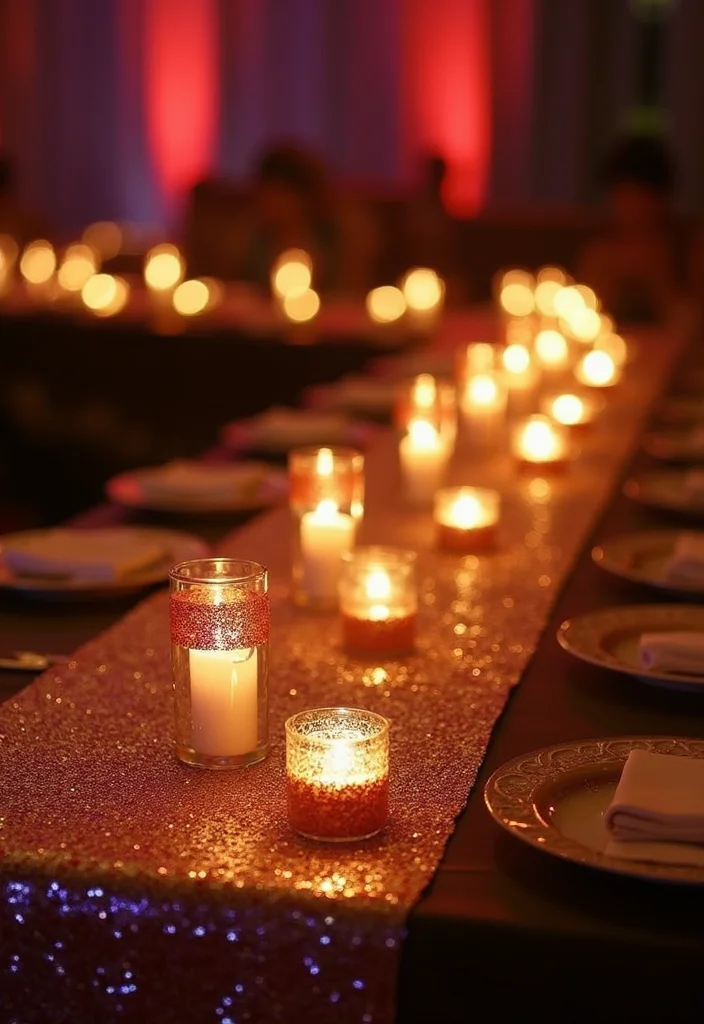 DIY Mehendi Decor Ideas at Home: A Cultural Guide with 18 Colorful Ceremony Inspirations - 14. Glittering Table Runners