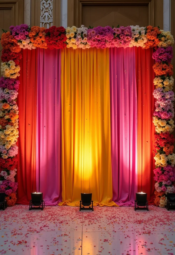 DIY Mehendi Decor Ideas at Home: A Cultural Guide with 18 Colorful Ceremony Inspirations - 9. Vibrant Backdrops