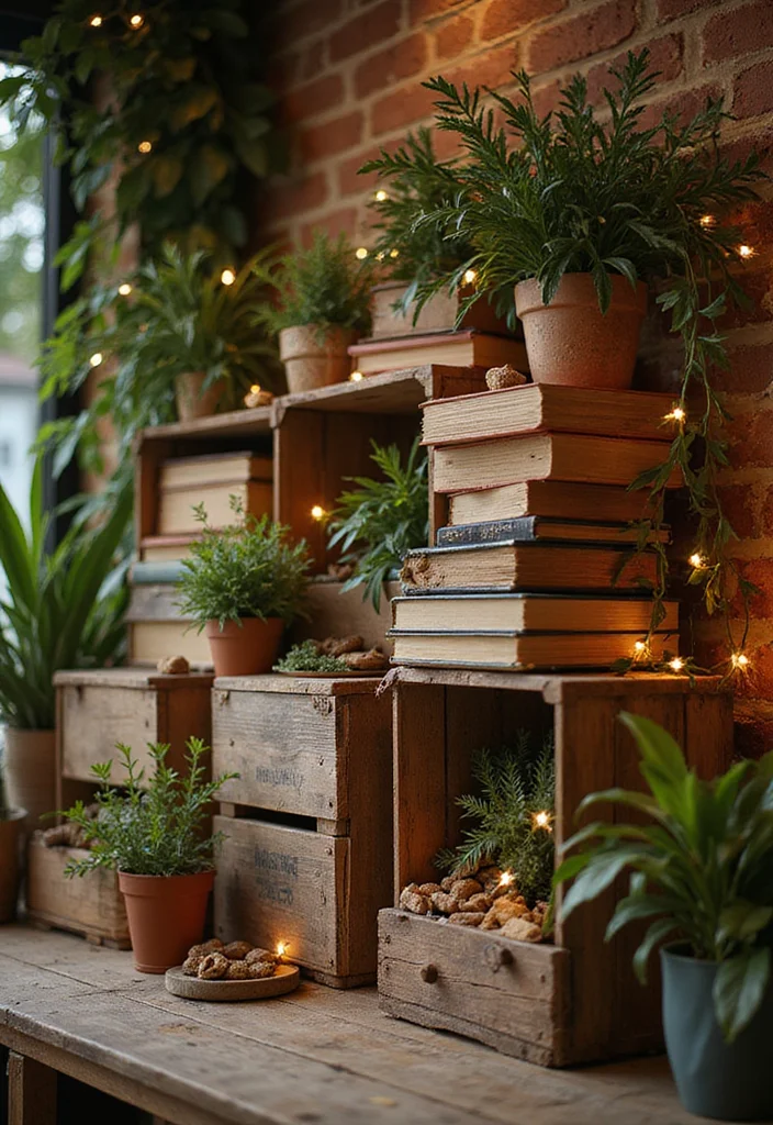 Dollar Tree DIY Home Decor: A Creative Guide with 19 Affordable Decorating Inspirations - 10. Rustic Shelf Decor with Crates