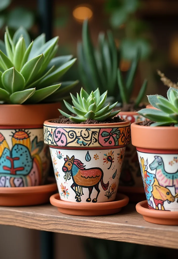 Dollar Tree Home Decor Ideas DIY: A Budget-Wise Guide with 17 Charming Handmade Inspirations - 17. Hand-Painted Terracotta Pots