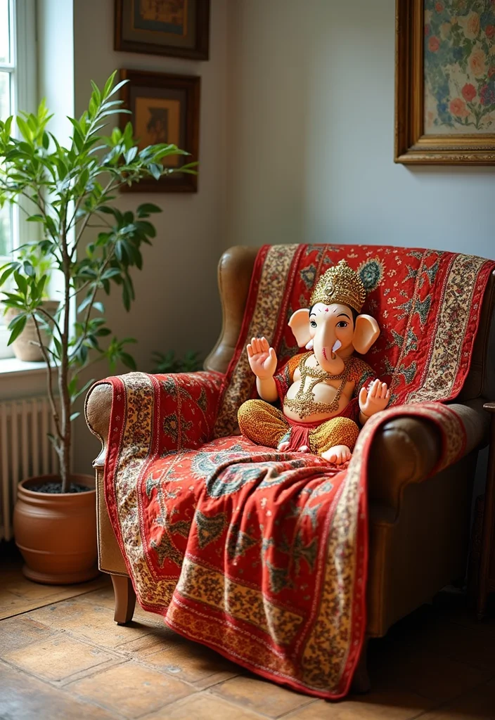 Ganesh Decoration Ideas Home Decor: A Sacred Guide with 19 Auspicious Festive Inspirations - 11. Ganesh-themed Quilts and Throws