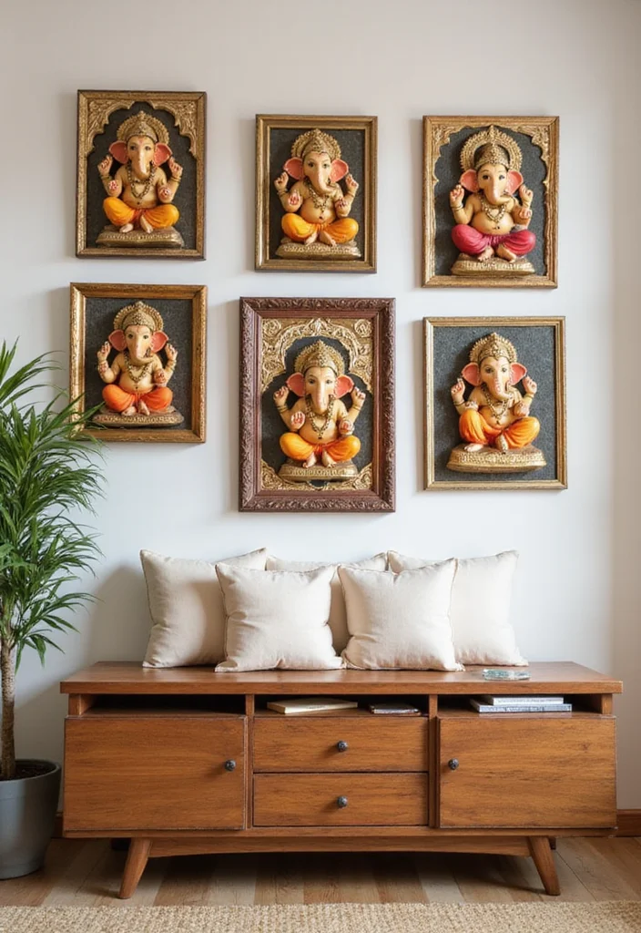 Ganesh Decoration Ideas Home Decor: A Sacred Guide with 19 Auspicious Festive Inspirations - 12. Ganesh-inspired Wall Art