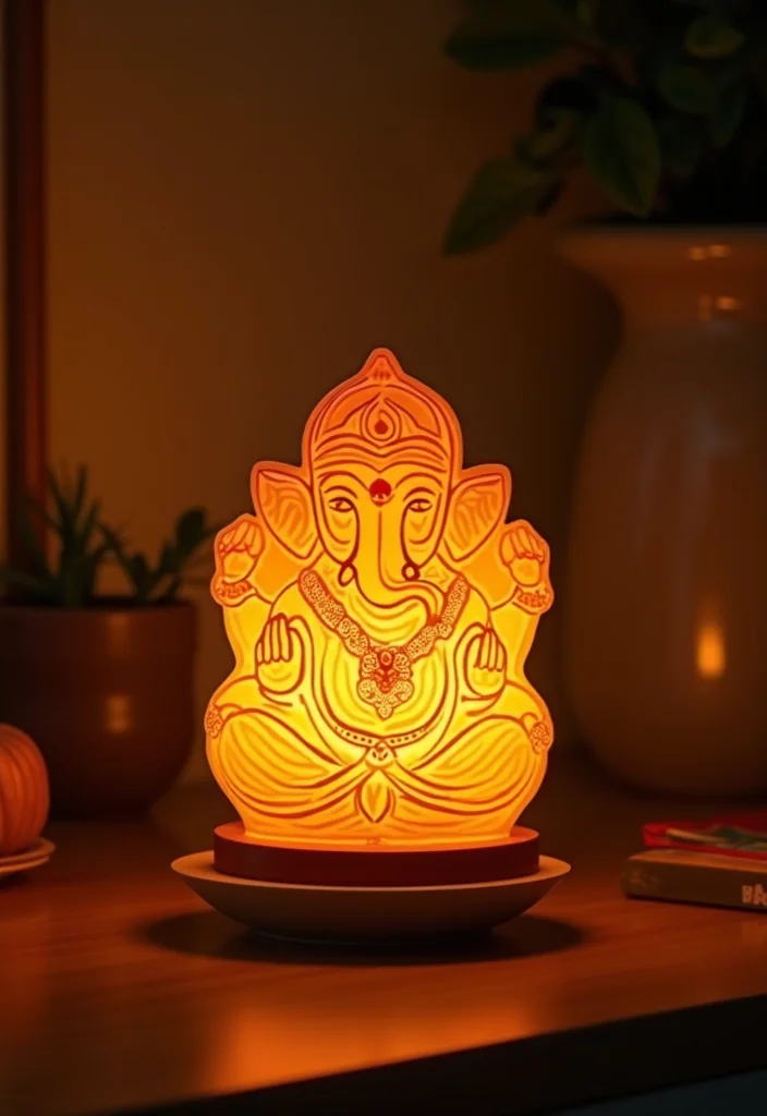 Ganesh Decoration Ideas Home Decor: A Sacred Guide with 19 Auspicious Festive Inspirations - 14. Ganesh-themed Lamps