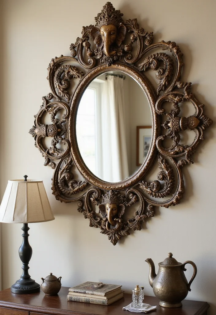 Ganesh Decoration Ideas Home Decor: A Sacred Guide with 19 Auspicious Festive Inspirations - 16. Ganesh-themed Mirrors