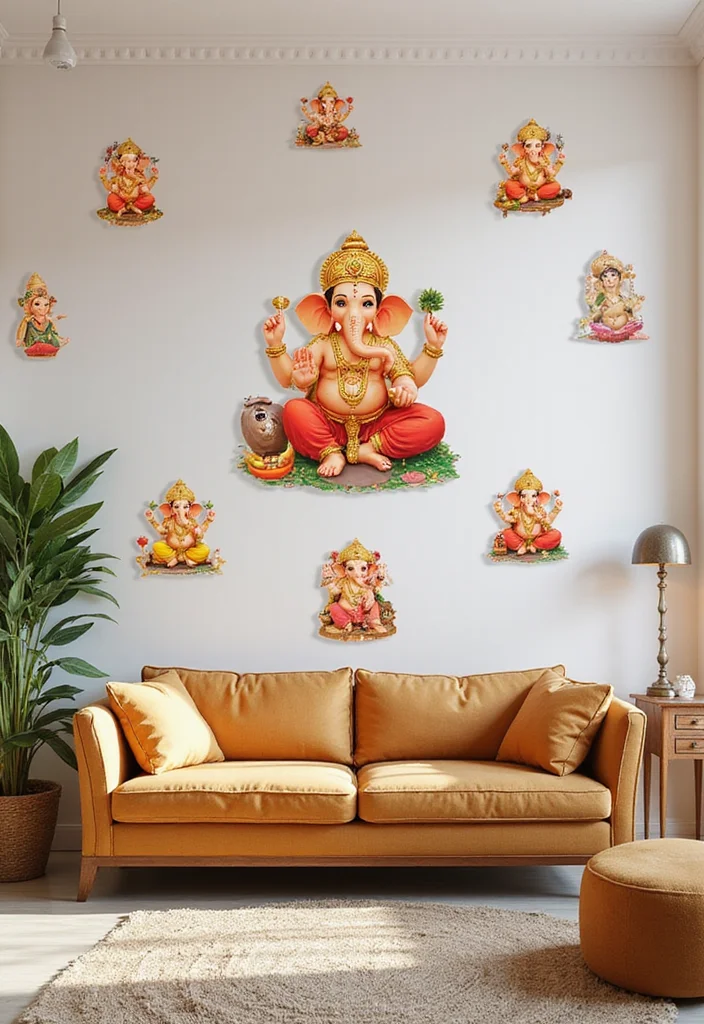 Ganesh Decoration Ideas Home Decor: A Sacred Guide with 19 Auspicious Festive Inspirations - 19. Ganesh-Themed Decals and Stickers