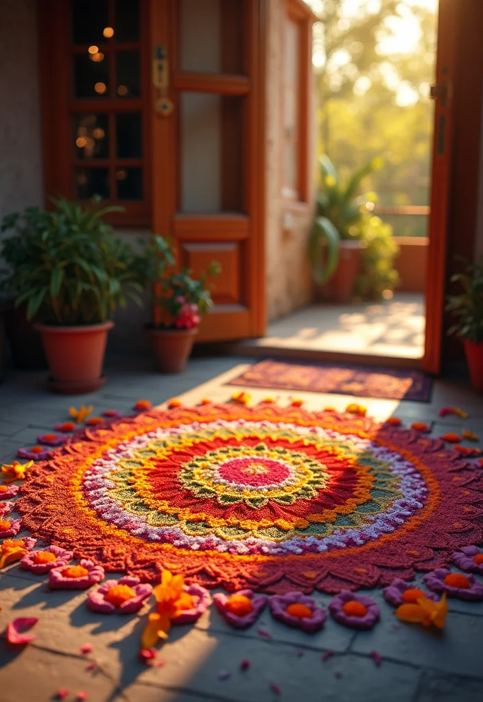 Ganesh Decoration Ideas Home Decor: A Sacred Guide with 19 Auspicious Festive Inspirations - 2. Colorful Rangoli Designs