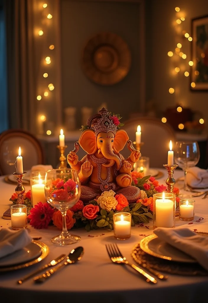 Ganesh Decoration Ideas Home Decor: A Sacred Guide with 19 Auspicious Festive Inspirations - 4. Ganesh-Themed Table Centerpieces