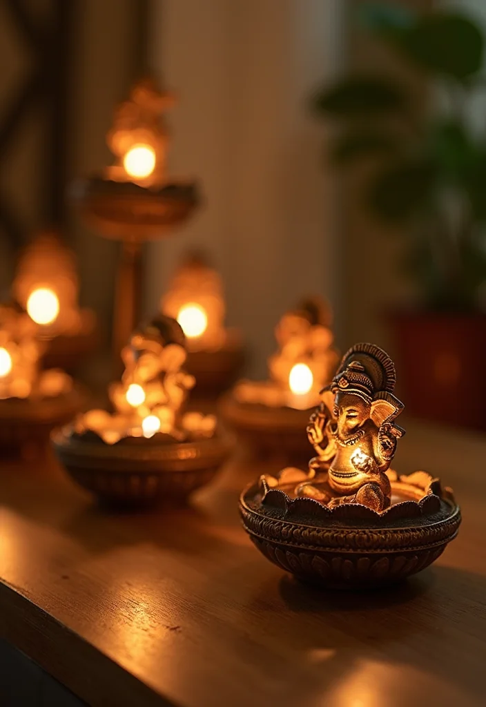 Ganesh Decoration Ideas Home Decor: A Sacred Guide with 19 Auspicious Festive Inspirations - 7. Ganesh-Inspired Candle Holders