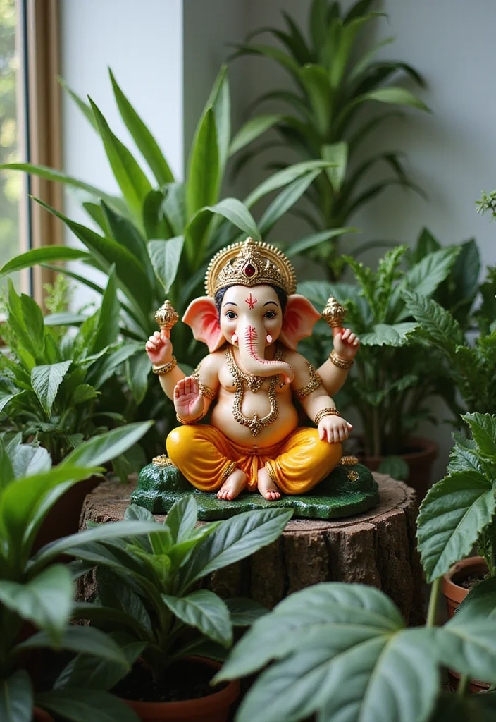 Ganesha Decoration Ideas Home Decor: A Festive Guide with 18 Traditional Sacred Inspirations - 15. Integrating Nature Indoors