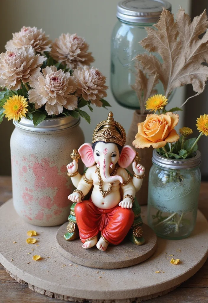 Ganesha Decoration Ideas Home Decor: A Festive Guide with 18 Traditional Sacred Inspirations - 4. Upcycled Materials