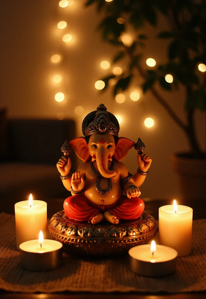 Ganesha Decoration Ideas Home Decor: A Festive Guide with 18 Traditional Sacred Inspirations - 7. Eco-Friendly Lighting