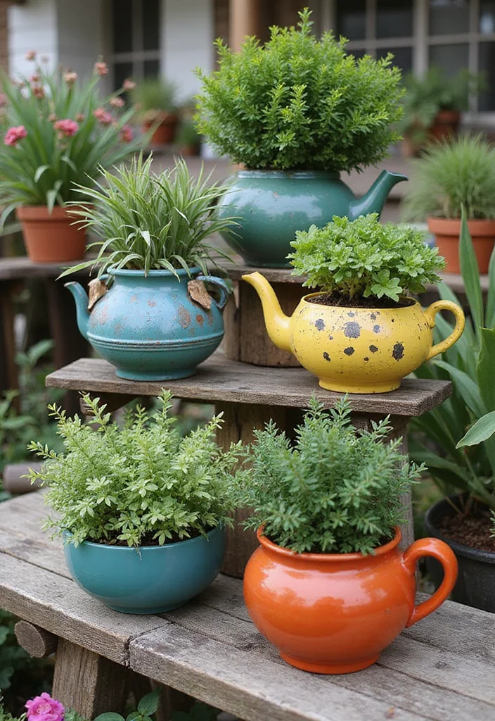 Goodwill Finds Thrifting Home Decor: A Treasure-Hunt Guide with 20 Upcycled Inspirations - 18. Quirky Thrifted Planters