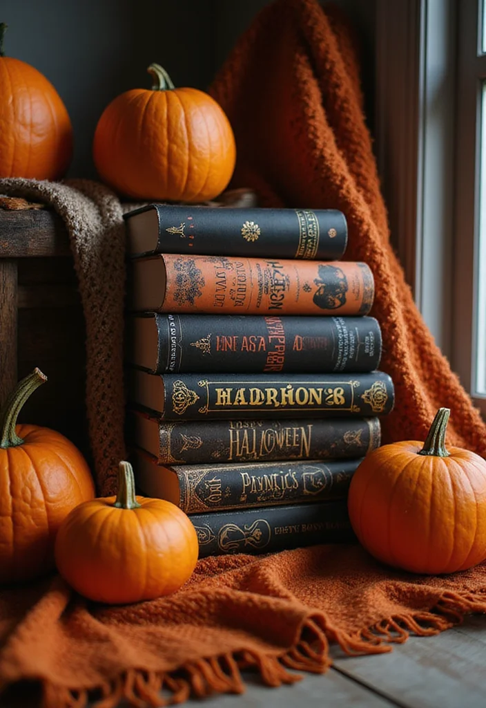 Halloween Decor Ideas for the Home: A Seasonal Guide with 19 Whimsically Spooky Inspirations - 14. Halloween Themed Book Displays