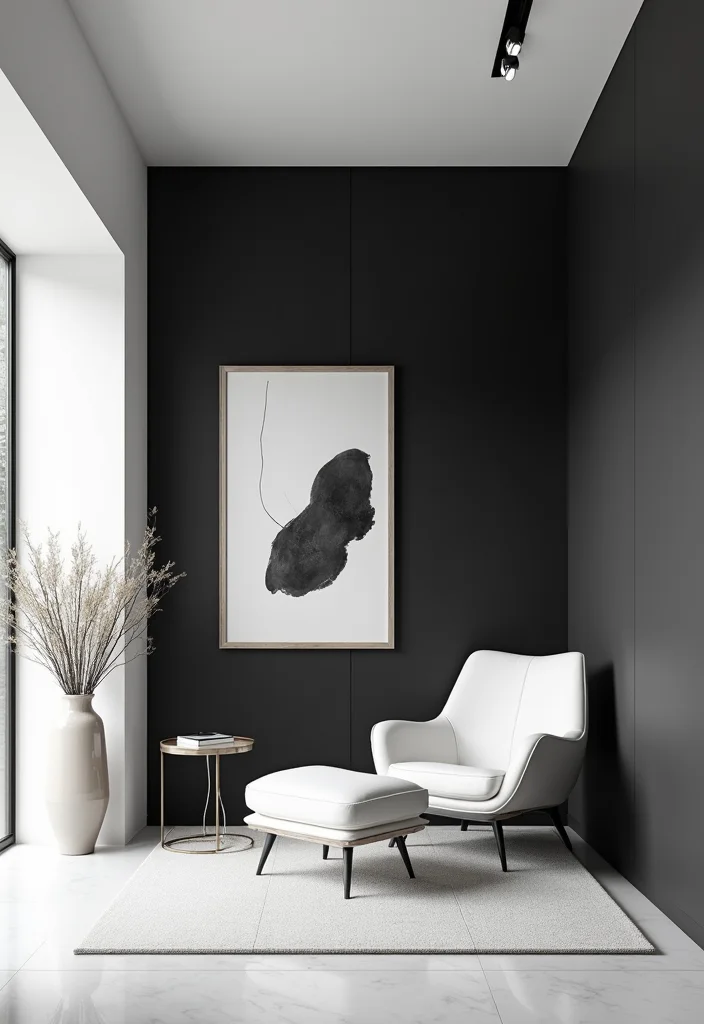 Home Decor Ideas Black and White: A Monochrome Guide with 19 Clean & Elegant Inspirations - 1. Striking Monochrome Walls