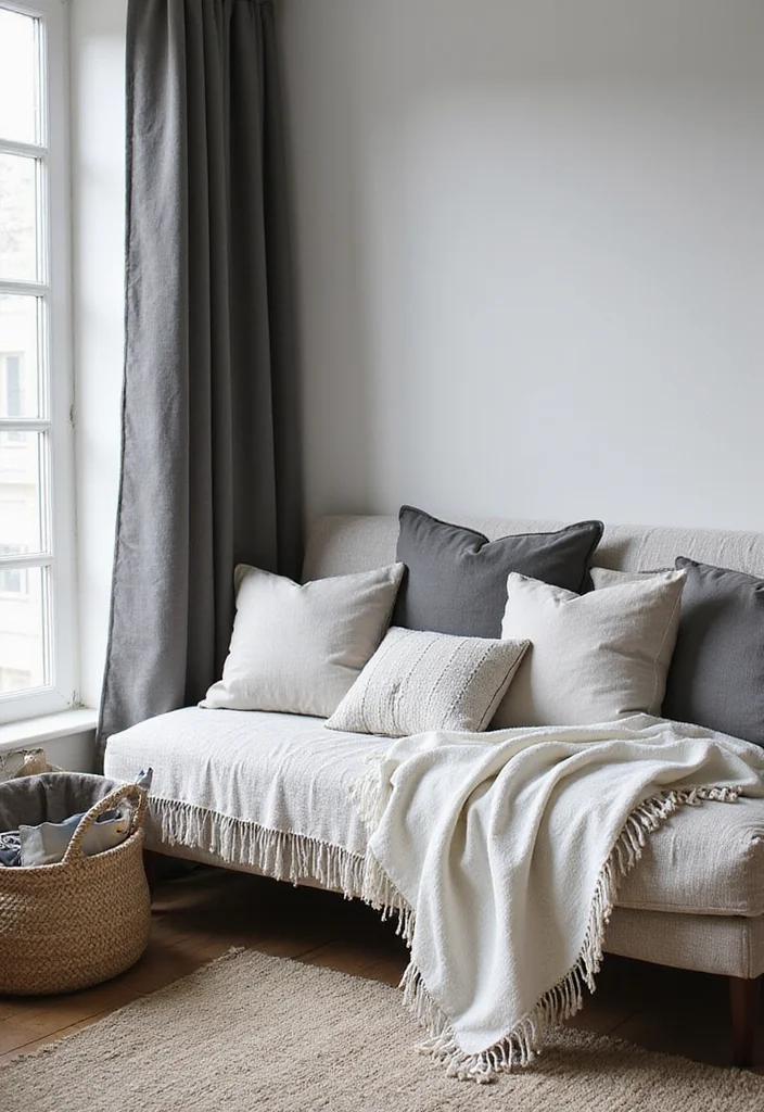 Home Decor Ideas Black and White: A Monochrome Guide with 19 Clean & Elegant Inspirations - 11. Layering with Soft Furnishings