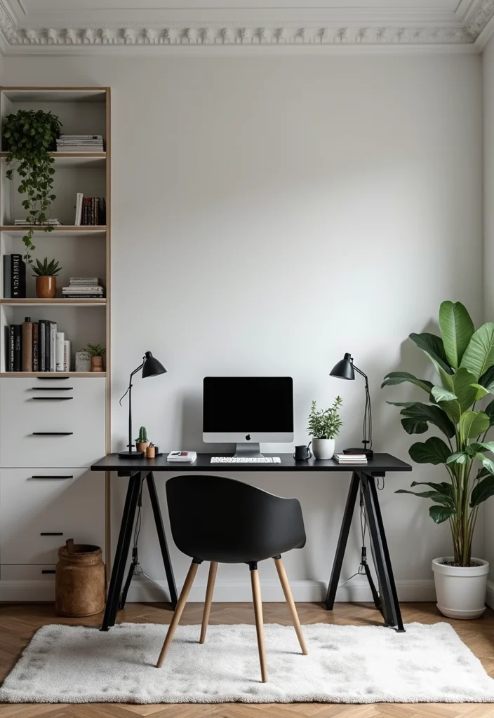 Home Decor Ideas Black and White: A Monochrome Guide with 19 Clean & Elegant Inspirations - 17. Monochrome Home Office