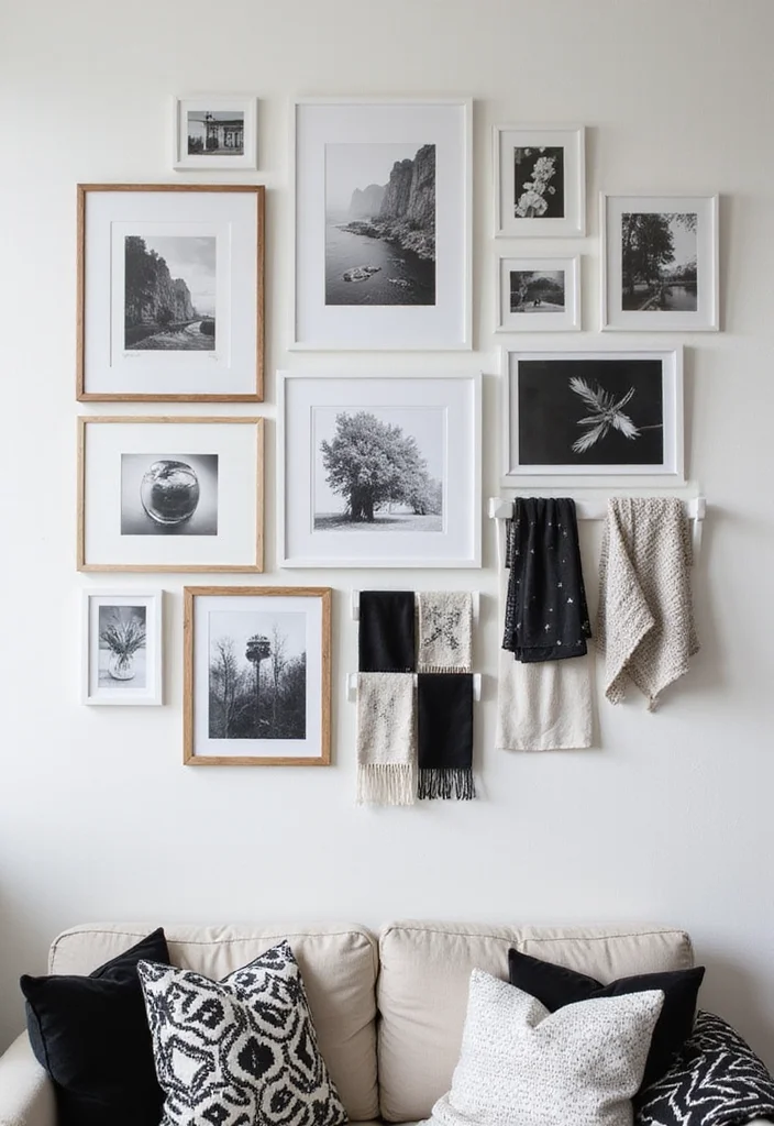 Home Decor Ideas Black and White: A Monochrome Guide with 19 Clean & Elegant Inspirations - 19. Create a Monochrome Gallery Wall